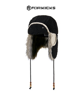 25冬季新款雪山羊毛保暖飞行员复古护耳毛绒防寒帽雷锋帽男女款