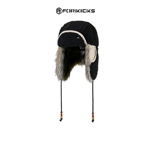 25冬季新款雪山羊毛保暖飞行员复古护耳毛绒防寒帽雷锋帽男女款