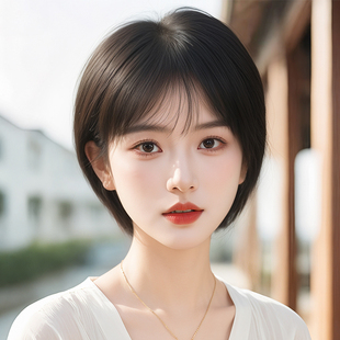 短发假发全头套女时尚减龄波波头自然真发2025新款日常黑色假发套