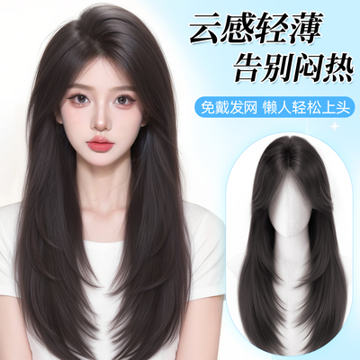 免发网高层次长直发假发套