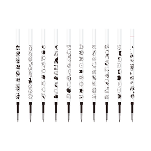 三年二班X笔方说 双珠cs头笔芯0.5mm自勉刷题笔大容量速干顺滑替换芯黑色学生用按动中性笔替芯按压式考试用