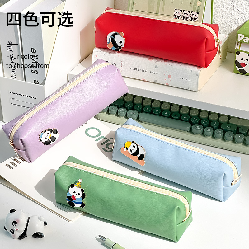 三年二班 卷卷面包笔袋女简约大容量纯色笔袋可爱闭合方形手提拉链式铅笔文具盒小学生初高中大学生文艺笔盒K