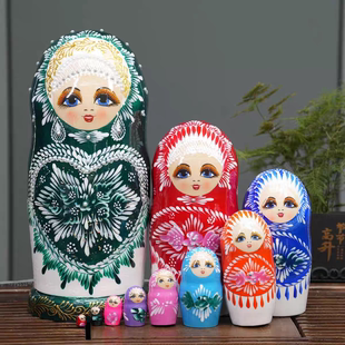 俄罗斯套娃10层大号精品哈尔滨满洲里旅游纪念品节日礼物摆件玩具
