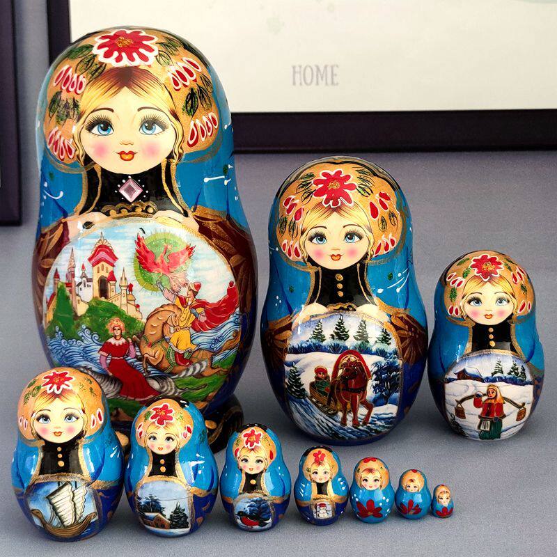 烤漆俄罗斯套娃10层哈尔滨文创旅游工艺纪念品特色新年礼物木摆件