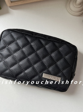 黑色防水简约设计多功能数据线充电器配件移电源线荔枝纹菱格收纳