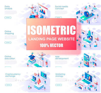 A2792矢量Isometric轴测图数据分析云计算网络信息图 AI设计素材