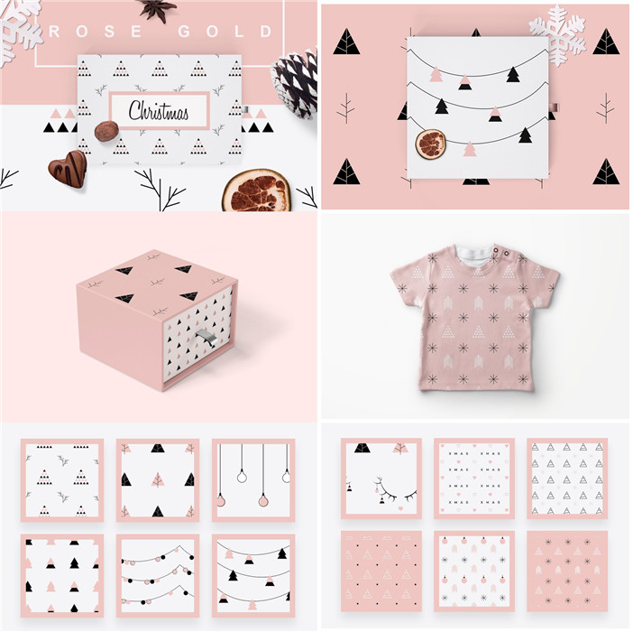 A3836矢量几何圣诞风格花纹印花包装四方连续纹样 AI设计素材