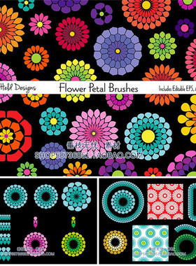 A2701矢量抽象花朵造型AI笔刷插画 AI设计素材