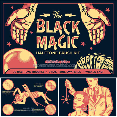 A1558矢量复古Halftone波普风格插画特效AI笔刷插件 AI设计素材
