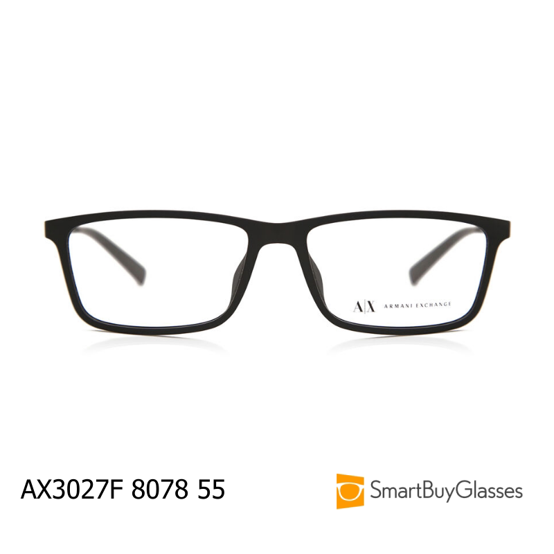 armani眼镜Armani Exchange方框男女黑色板材有鼻托镜架 AX3027F