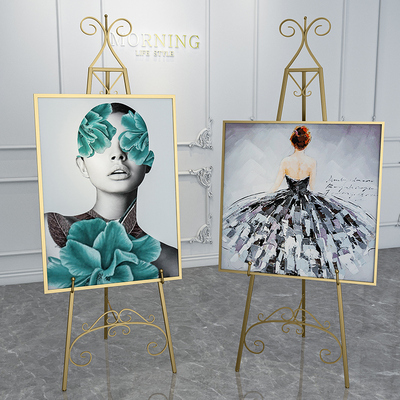 欧式展示架铁艺油画落地支架