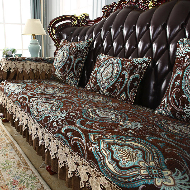 高档高端欧式沙发垫四季通用奢华深色坐垫防滑垫沙发套罩巾定做