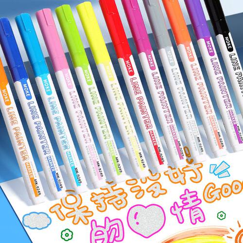 双线轮廓笔手帐记号笔马克笔花型