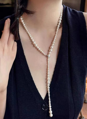 奥米迪奥珍珠长款毛衣链女秋冬