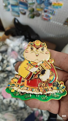 青海特色文创冰箱贴高原特色民族服饰土拨鼠卡通金属冰箱贴