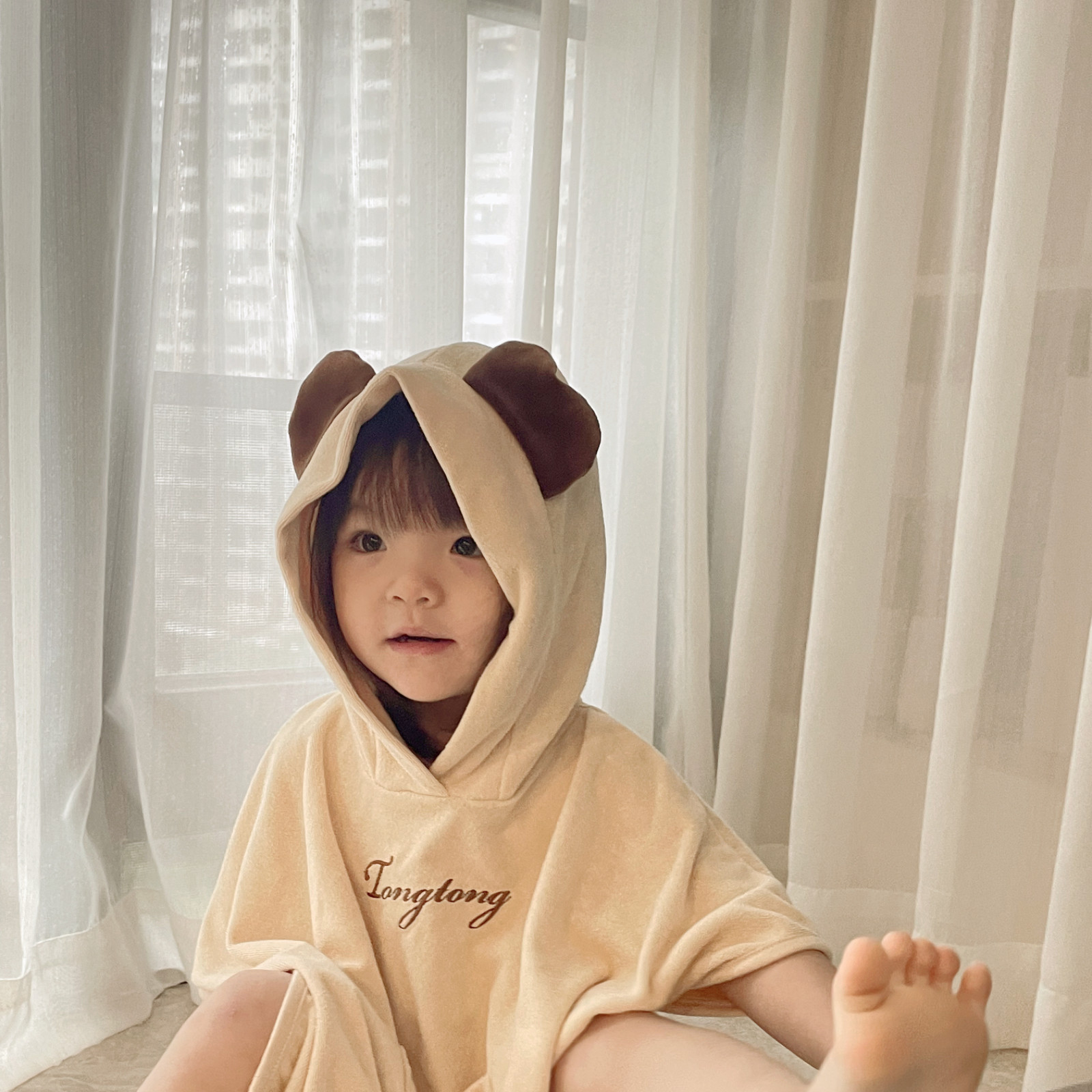 Bulubaby婴儿定制名字带帽浴巾