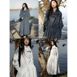 连衣裙 日系松弛感不规则大摆裙 可翻折荡领长袖 Herowrows25新品