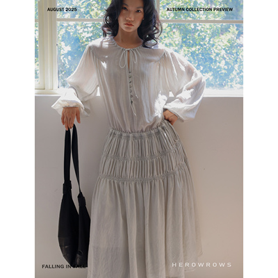 松弛慵懒气质长袖连衣裙