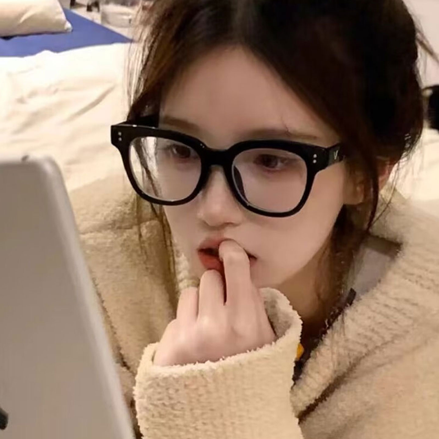 复古文艺方形黑框眼镜男长圆脸显脸小平光镜女防蓝光平光镜配度数