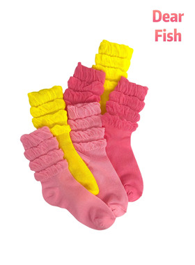DEARFISH【绽放】2025春夏薄透棉新款柠檬黄女袜时尚透气袜粉棉袜