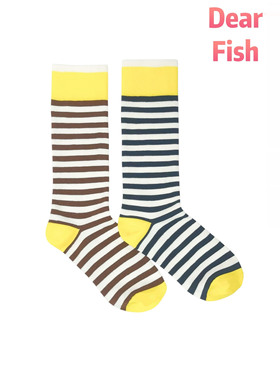 DEARFISH【小蜜蜂】春夏新款柠檬黄中筒女袜棉时尚设计师高颜值