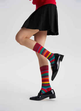 法线调2025春夏新款dearfish中筒棉袜时尚男女中性款搭配小皮鞋的