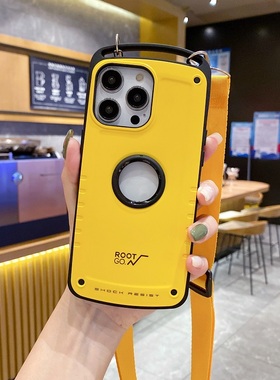 ROOT CO.适用苹果13promax手机壳14plus防摔套12全包11硅胶XSMAX斜跨16promax挂绳XR商务15军工保护套7/8plus