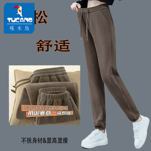 宽松灯芯绒老爹裤 休闲束脚卫裤 秋冬2025新款 啄木鸟加绒加厚哈伦裤