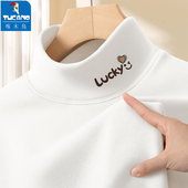 啄木鸟打底衫 上衣 内搭可外穿米白色德绒半高领长袖 男2025新款 春季