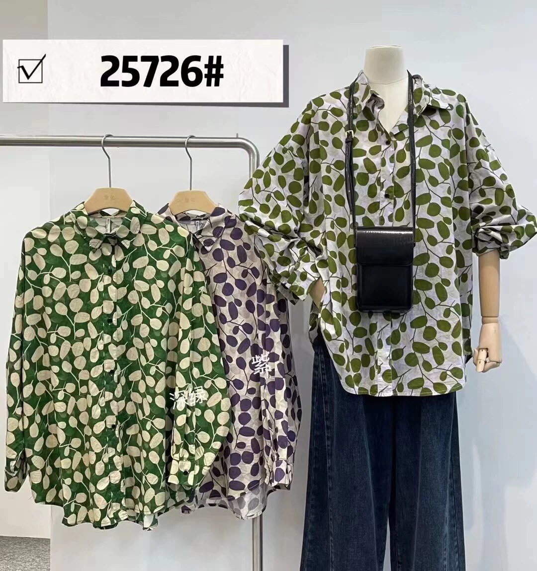 MUJIA幕茄25726春夏新款树叶衬衣轻薄款沙滩海边遮阳防晒