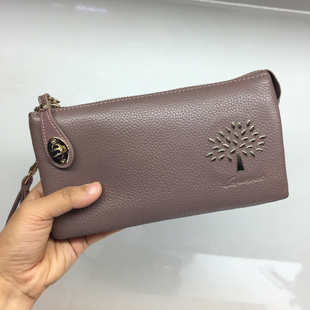 劳斯帅特青年女士休闲纯色长钱包荔枝纹商务包牛皮长款 复古手拿包