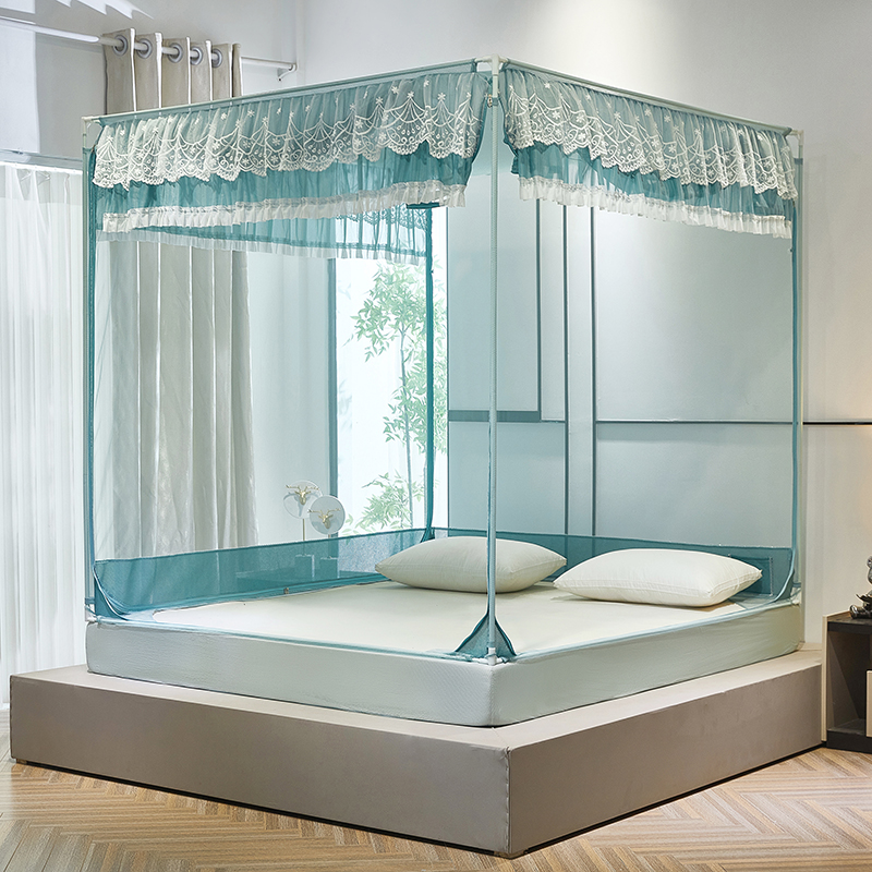 新款全底(回底) 三开u型门床笠式1.5米床1.8米床防摔坐床蚊帐