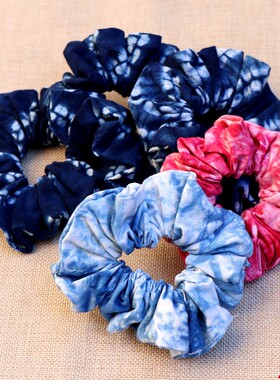 云南大理丽江古城扎染蓝染布艺大肠花松紧头花头绳发绳儿童发饰