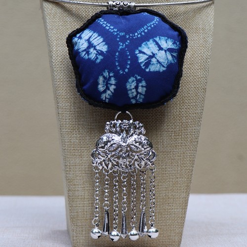 云南民族风扎染纯手工缝制苗银项链 民族特色饰品批发