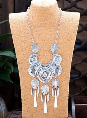 民族风复古坠子苗银项链演出道具