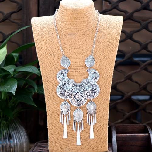 民族风复古坠子苗银项链演出道具