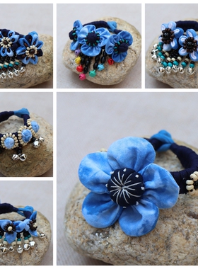 滇艺源云南扎染布艺儿童花朵手链