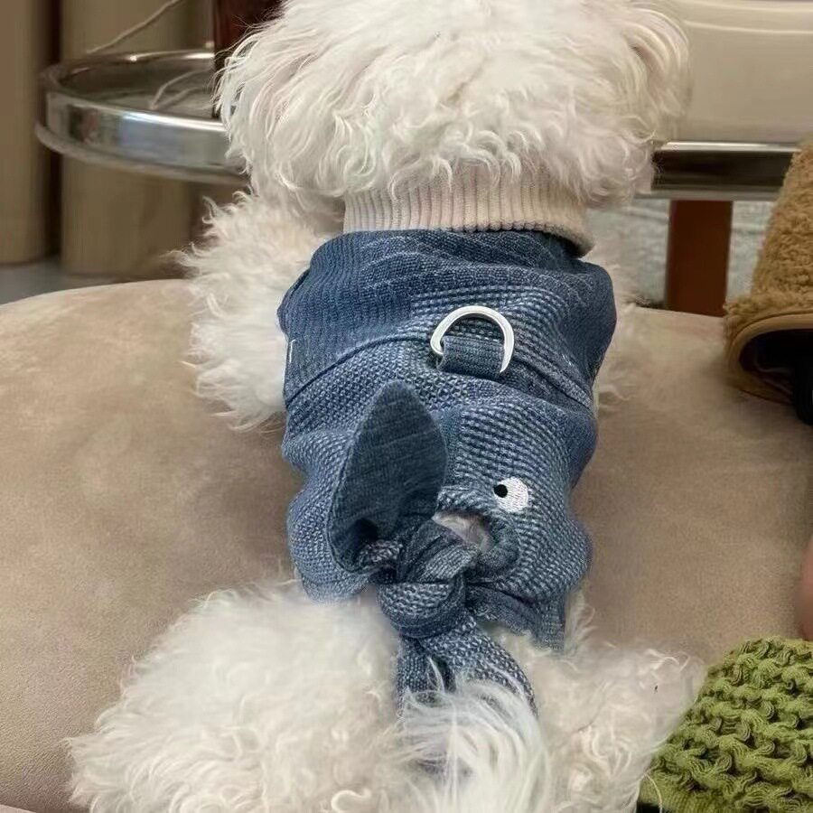 宠物衣服狗狗复古牛仔马甲小型犬