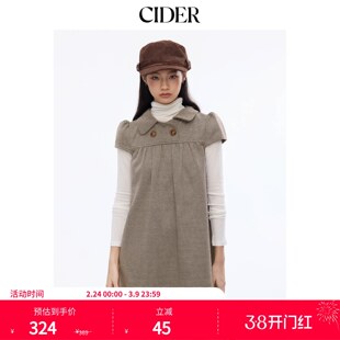 CIDER彼得潘娃娃领美式 针织波点连衣裙114967589 复古格子短袖