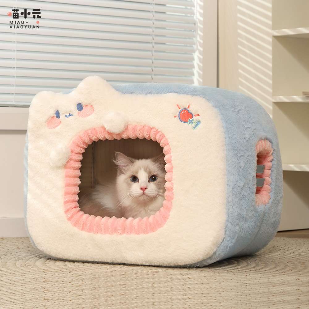 元气猫窝 冬季保暖四季通用防寒猫屋冬天封闭式猫咪猫窝小型犬狗