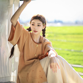 3.20 套装 苎麻印花圆领半袖 明制 00上架 巧娘