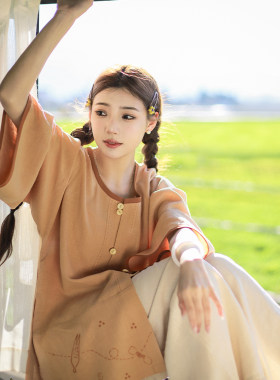杉水集原创印花汉服苎麻套装