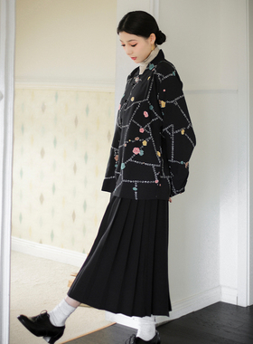 阿梅学姐｜巨好穿的明制方领窄袖套装 秋冬汉服上衣有口袋杉水集