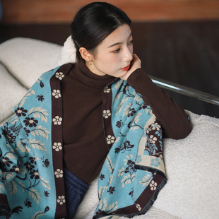 春熙｜文物花型 仿羊绒披肩汉服配饰秋冬围巾含羊毛保暖杉水集