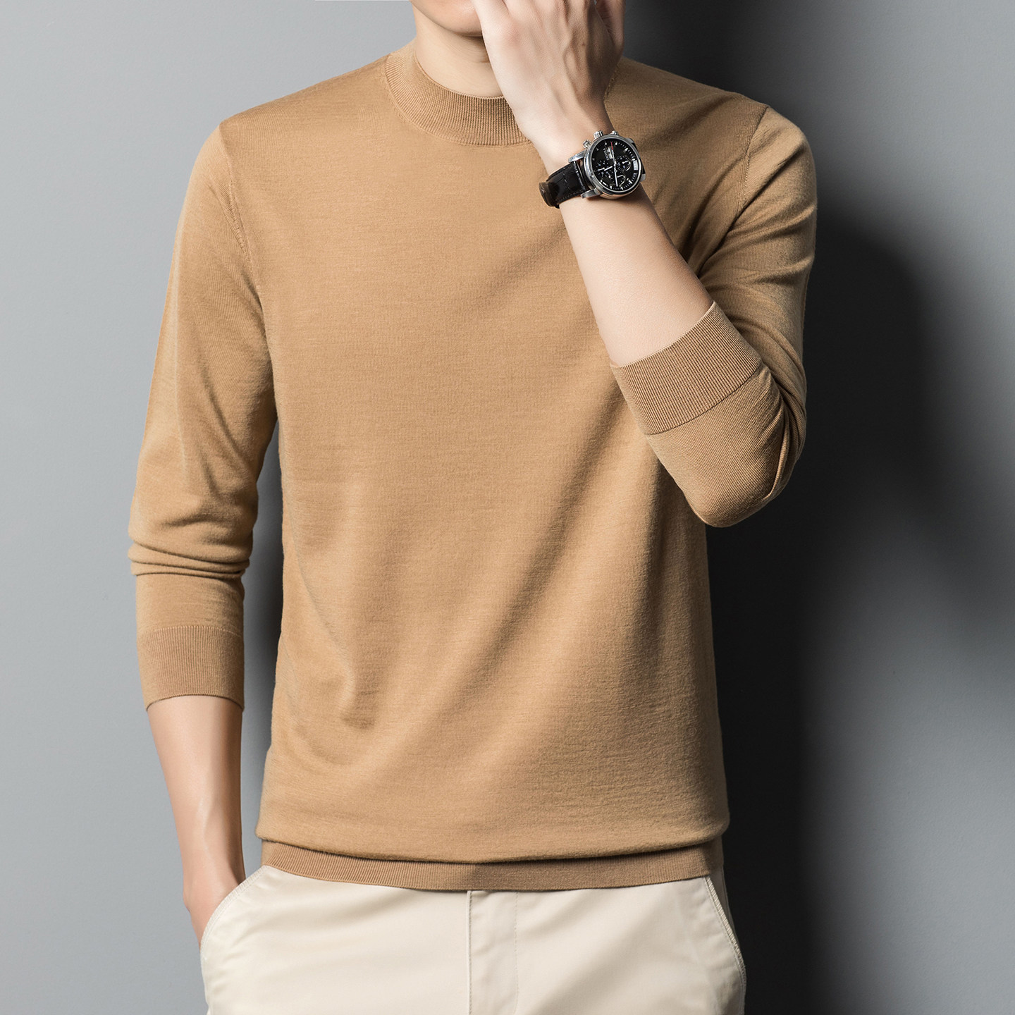 16针双股高支100%精纺羊毛衫厚款