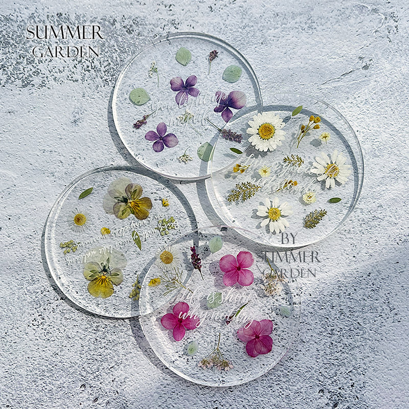 春田杯垫圆形干花押花杯垫AB水晶滴胶diy材料包硅胶模具手工制作