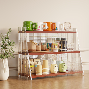 亚克力杯架置物架桌面整理架桌上多层水杯架子茶杯茶具收纳展示架