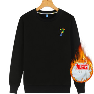 上衣服2021新款 圆领长袖 加绒青少年百搭 潮流学生秋冬季 卫衣男韩版