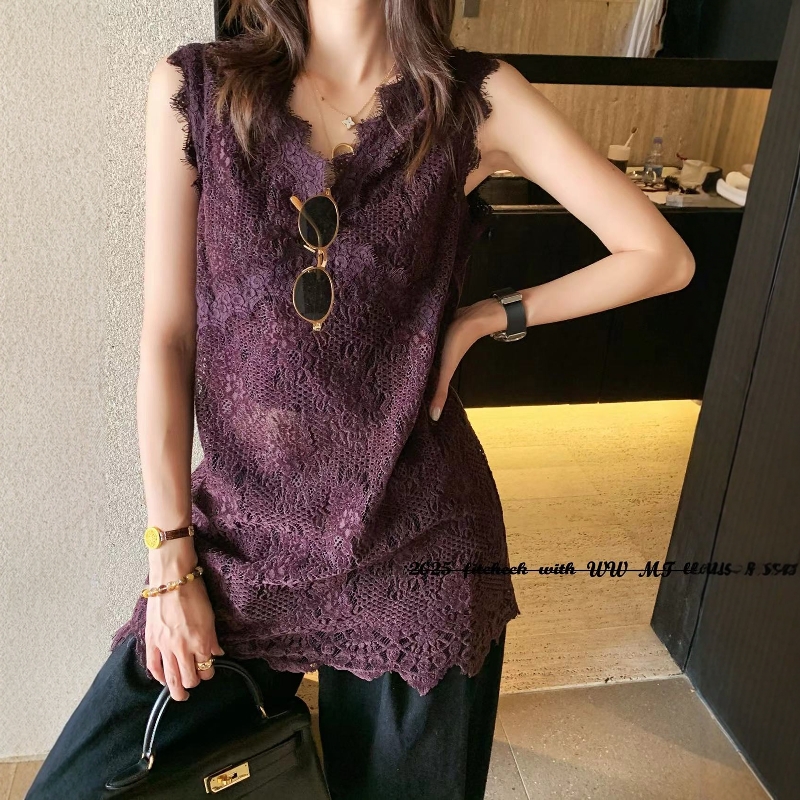 29540无袖蕾丝钩花连衣裙女气质