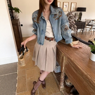 .COM复古做旧重工钉珠刺绣牛仔外女套51027 欧洲站2026春季 新款